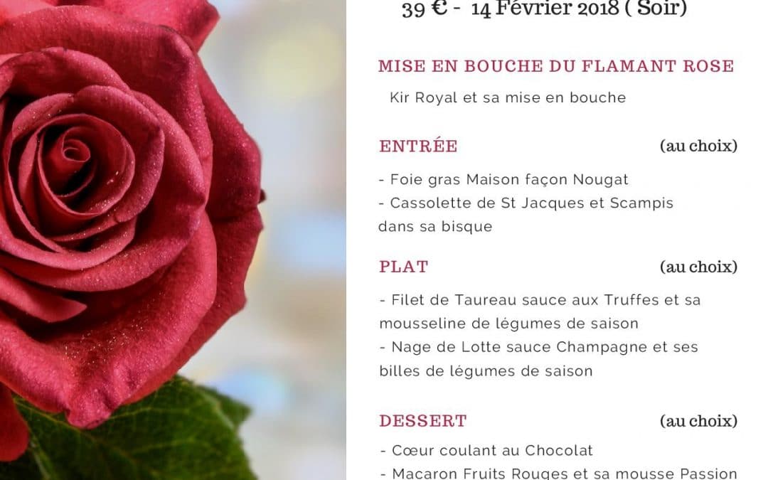 Menu St Valentin 2018